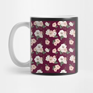 Pink White Flowers on Fuschia / Floral Bouquets Dark Fuchsia Mug